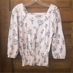 Angels Forever Young Women's Size M Floral Print Shirt Elastic Waist 3/4 Sleeve
